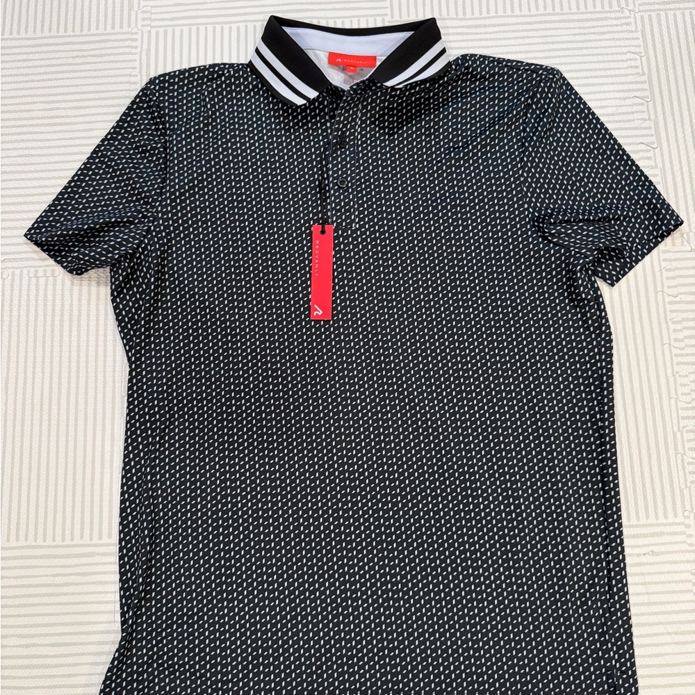 Redvanly Black Patterned Polo Golf/Tennis Shirt